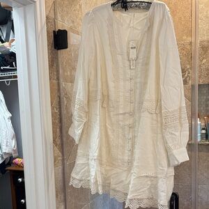 ANTHROPOLOGIE Elegant White Lace-Trimmed Dress